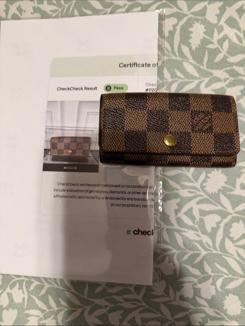 Louis Vuitton Brown Damier Canvas Key Case with Gold Snap